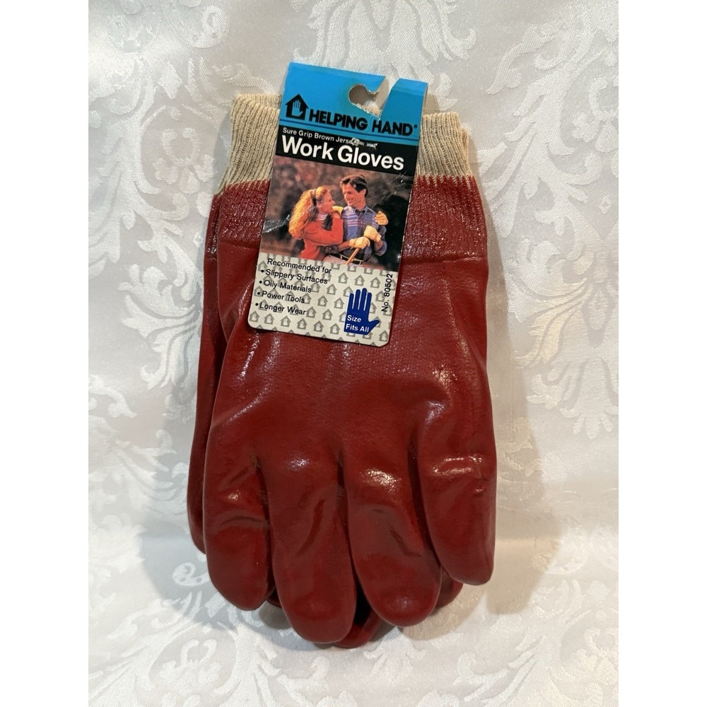 Helping Hand "Sure Grip" brown jersey‎ work gloves Fits All NWT